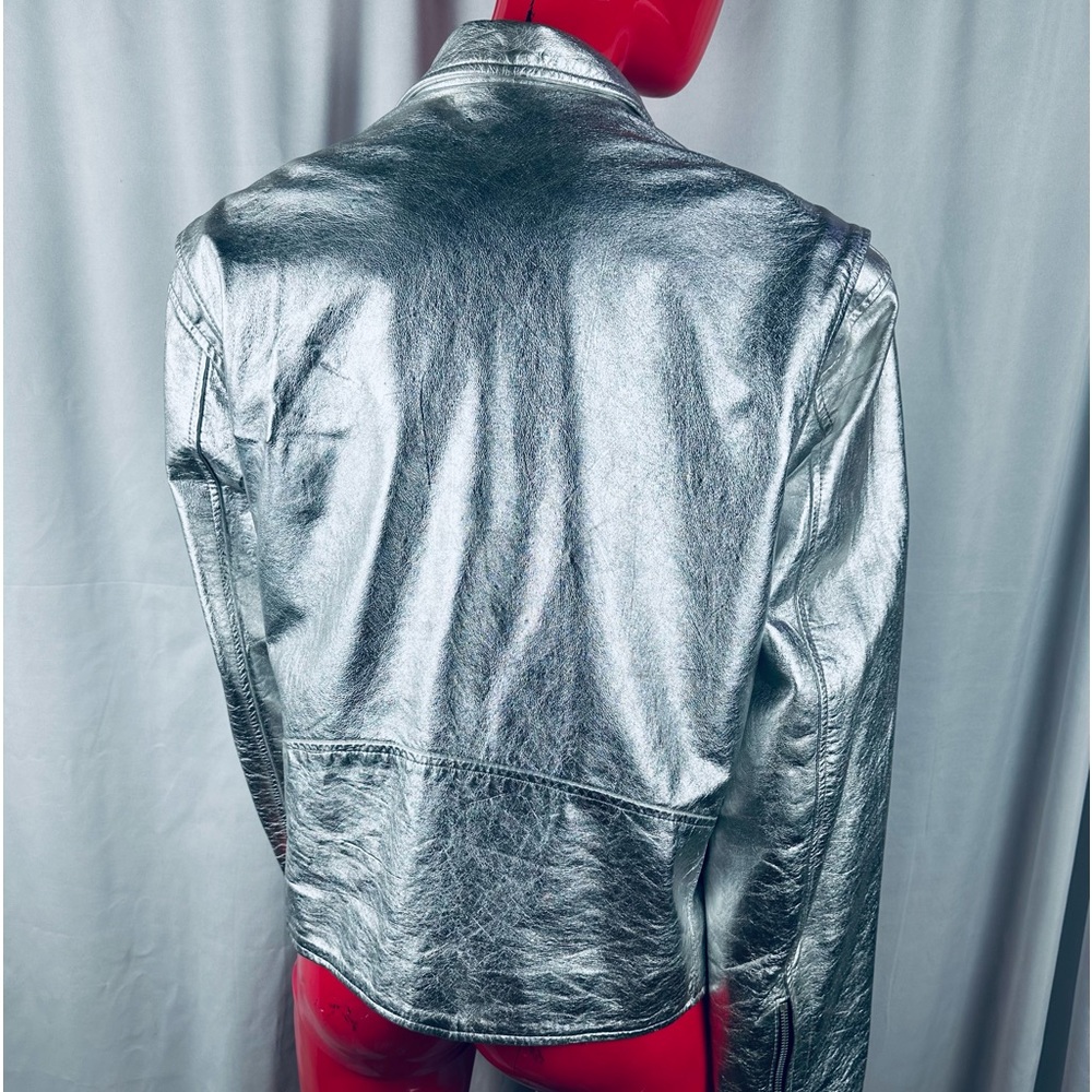 RARE Vintage LA Roxx Hollywood Metallic Silver Motorcycle Jacket - EXCELLENT! - Picture 2 of 10